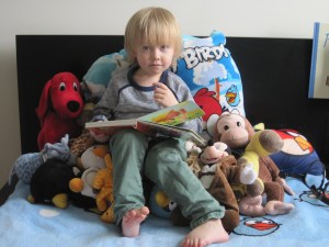 Grandson, Aiden, reading in his bed!