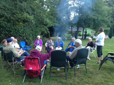 Most of us have finished our picnic dinner by now and will enjoy talking around the fire.