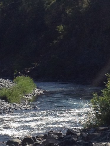 The edge of the rapids, before the river takes a downward turn.